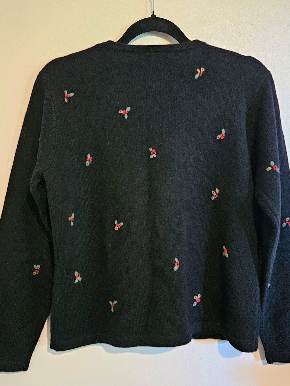 Talbots Petites Women’s Christmas Sweater Size Small Black 100% Lambswool - Picture 4 of 7